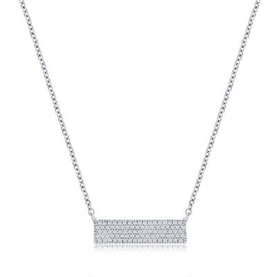 Silver Diamond Horizontal Bar Necklace