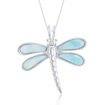 Silver Larimar Dragonfly Necklace