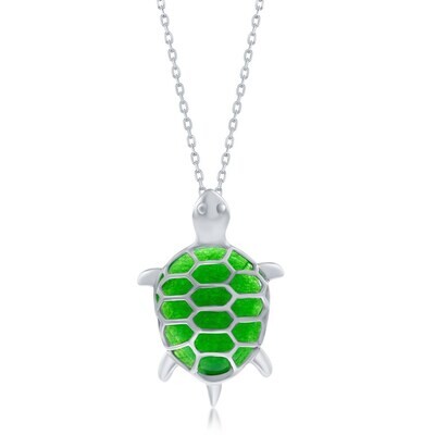Silver Jade Turtle Necklace