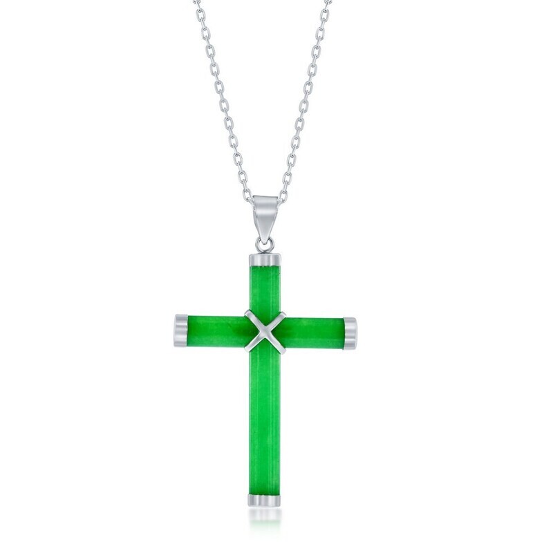 Silver Jade Crose Necklace