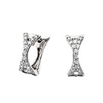 10KT White Gold Dual Intersecting Diamond Rows Petite Hoop Earrings