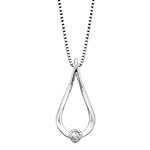 Silver Teardrop Round Diamond Necklace