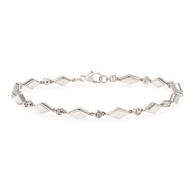 Silver Round Diamond Fancy Link Bracelet