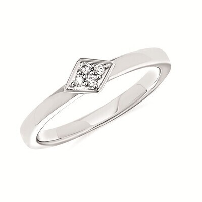Silver Four Diamond Cluster Ring