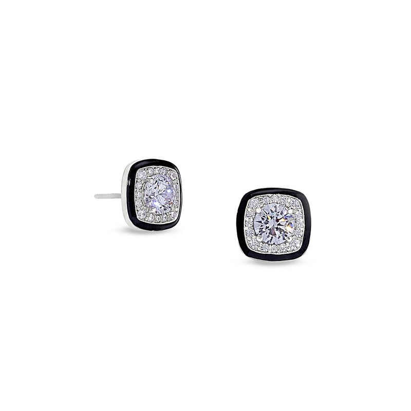 Silver Round Simulated Diamond with Halo and Enamel Ring