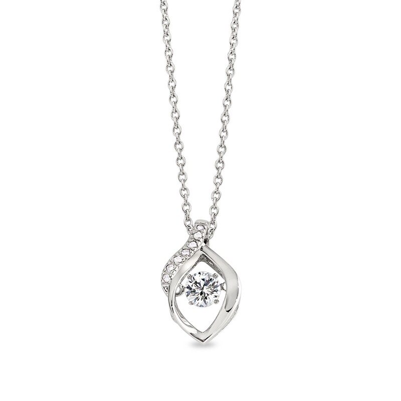 Silver Dancing Round Simulated Diamond Twist Necklace