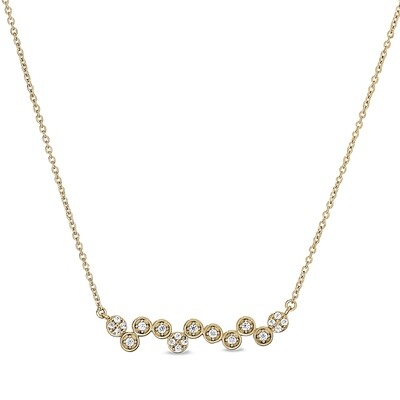 Yellow Gold-Plated Simulated Diamond Bubbles Horizontal Bar Necklace