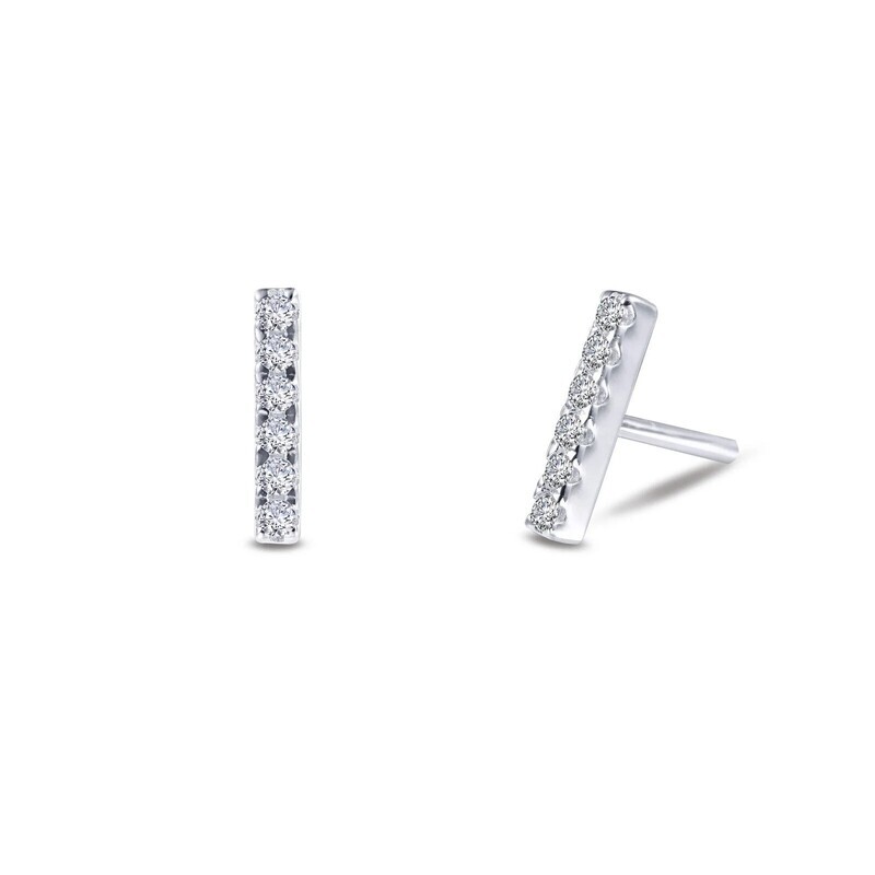 Silver Simulated Diamond Mini Bar Earrings