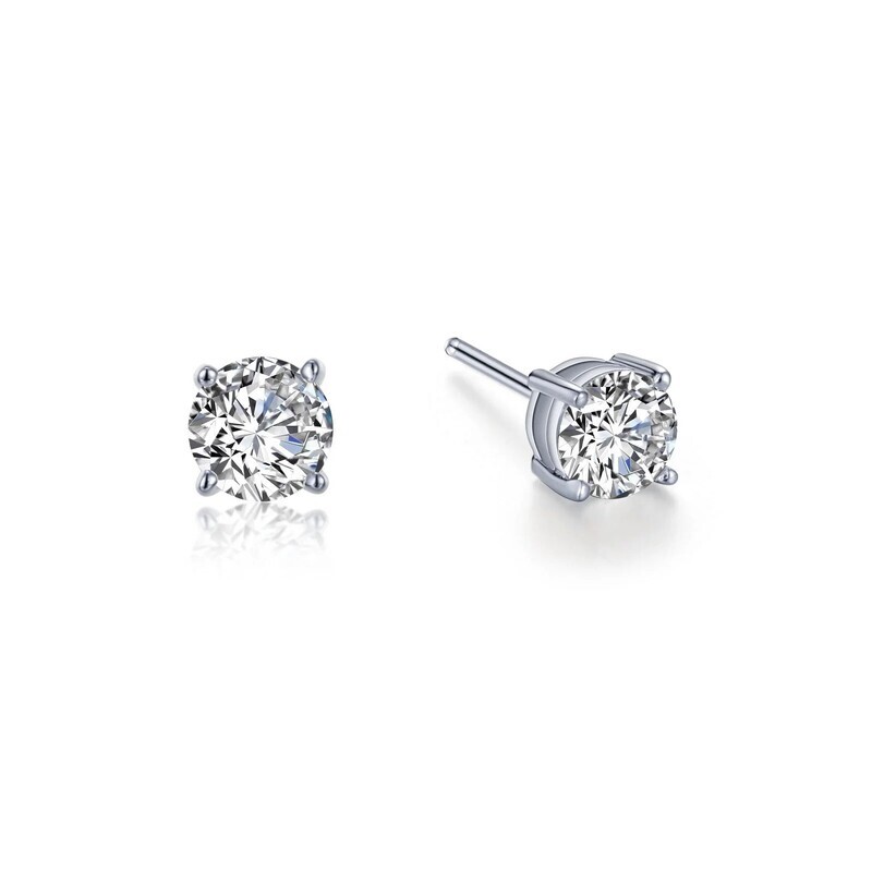 Silver 1CTW Round Simulated Diamond Stud Earrings