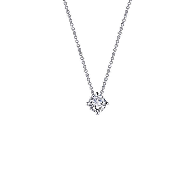 Silver Round Simulated Diamond Solitaire Necklace