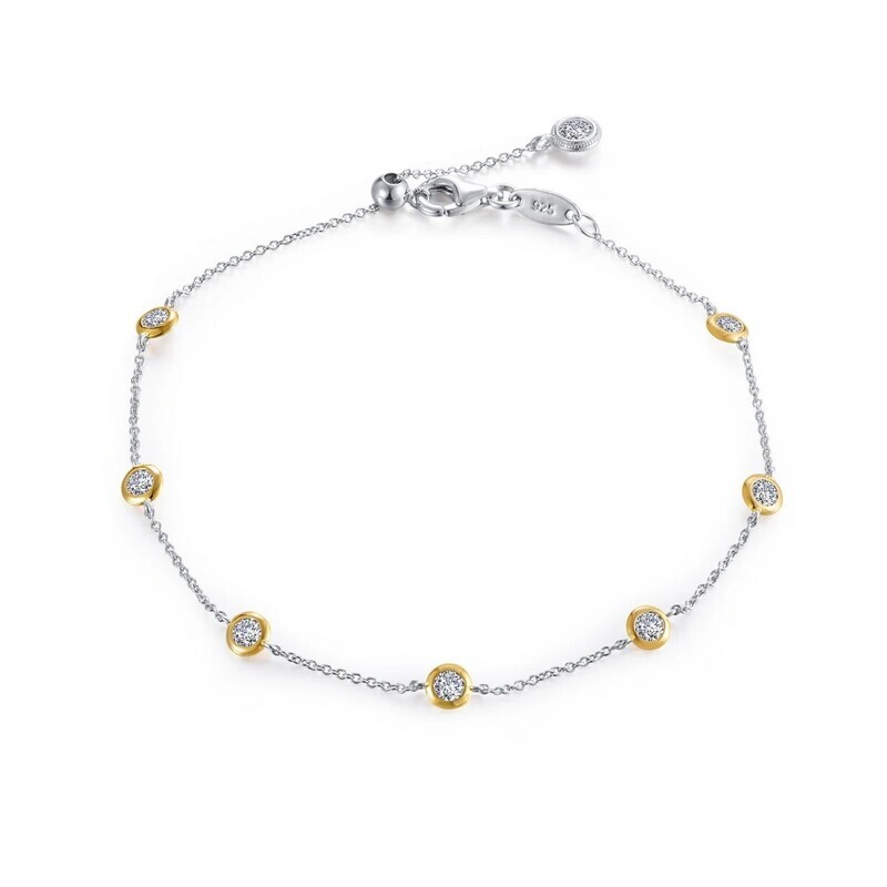 Silver TwoTone Seven Round Simulated Diamond Bracelet