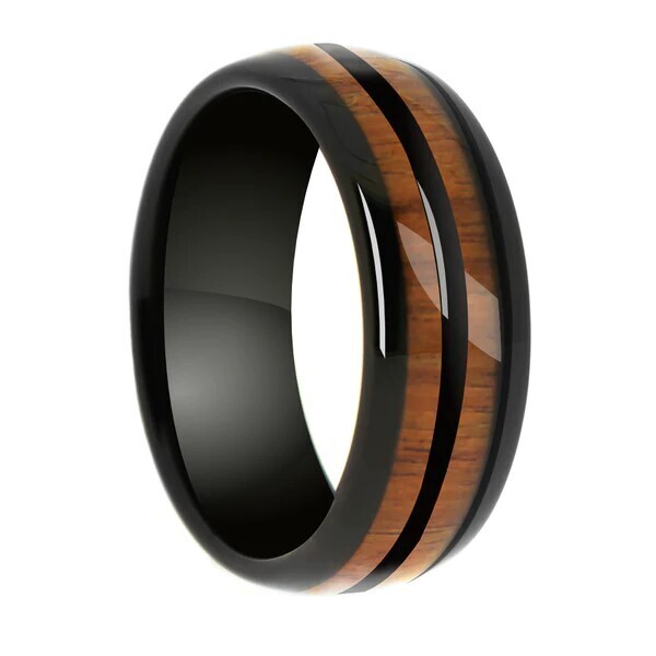 Black Tungsten Dual Barrel Inlay Band