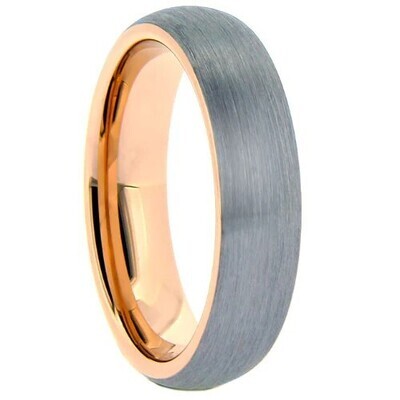 Gray Tungsten Brushed Finish Outer Rose Gold Inner Band