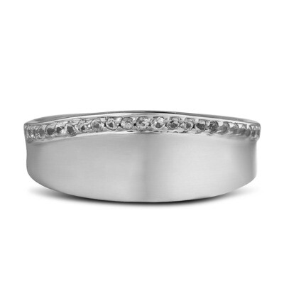 Silver White Sapphire Satin Band