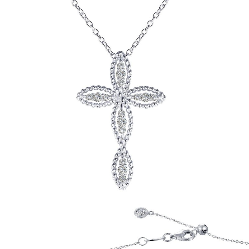 Silver Simulated Diamond Filigree Cross Necklace