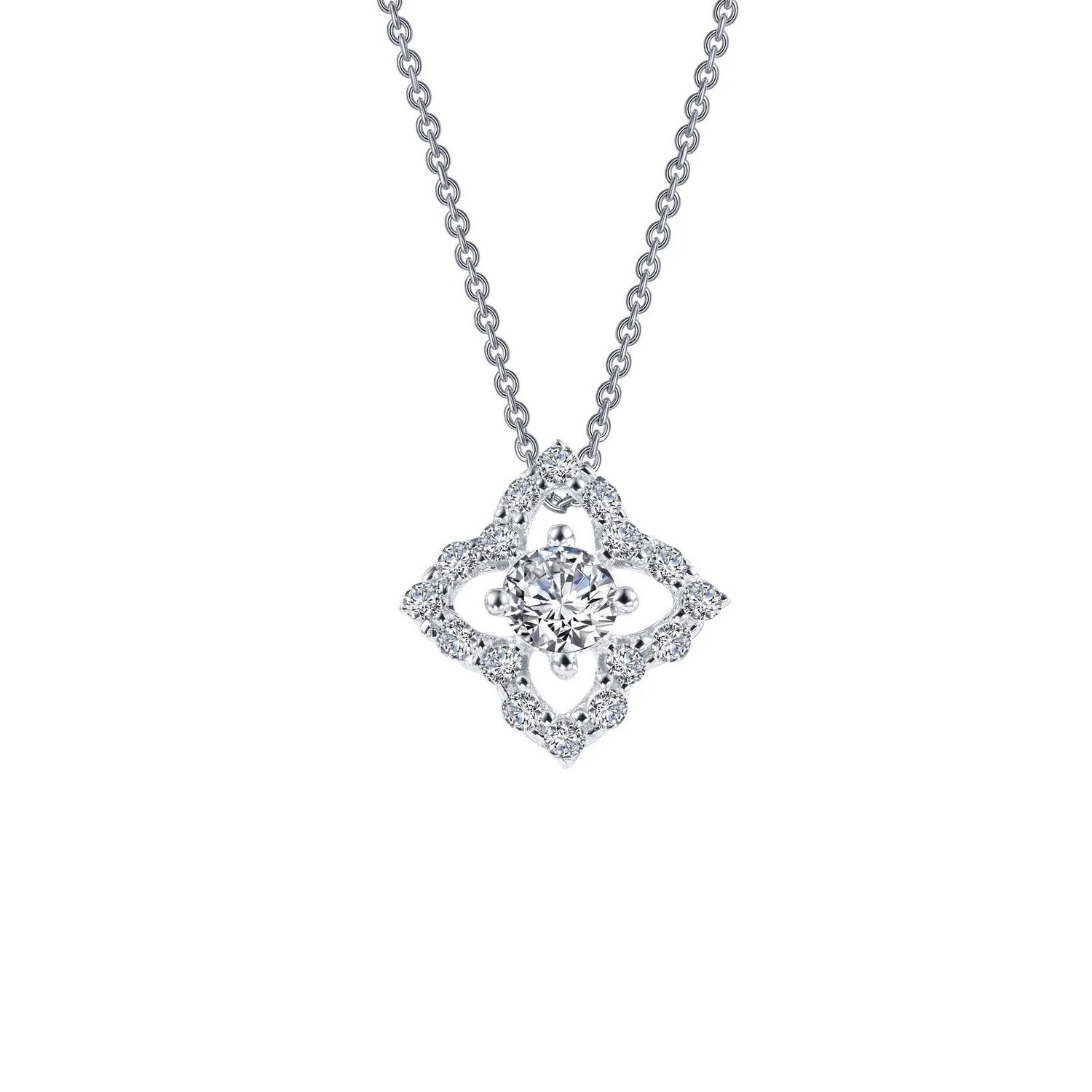 Silver Simulated Diamond Star Cluster Necklace