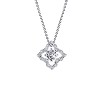 Silver Simulated Diamond Star Cluster Necklace