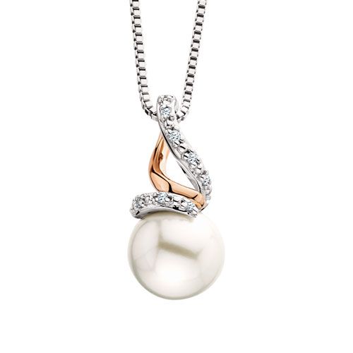 Silver TwoTone Pearl Swirl Necklace