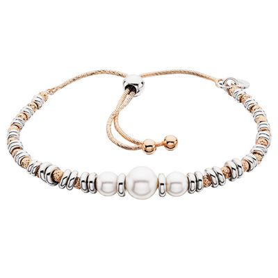 Silver TwoTone Swarovski Pearl Bolo Bracelet