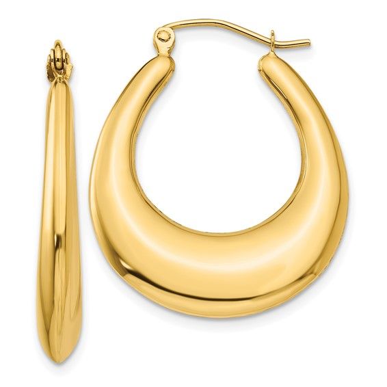 14KT Yellow Gold Polished Tapered Drop Hoop Earrings