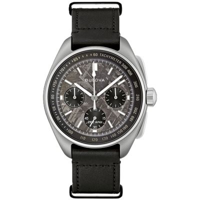 Bulova Lunar Pilot Meteorite Dial Leather Strap Watch