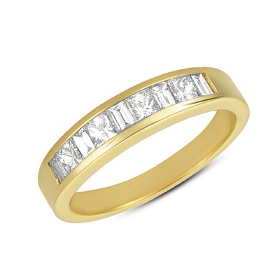 14KT Yellow Gold Princess and Baguette Diamond Band