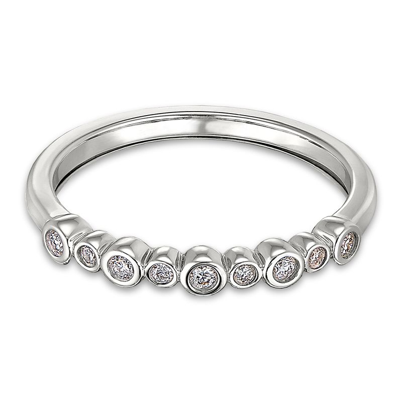 10KT White Gold Nine Diamond Bezel-Set Stackable Band