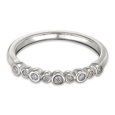 10KT White Gold Nine Diamond Bezel-Set Stackable Band