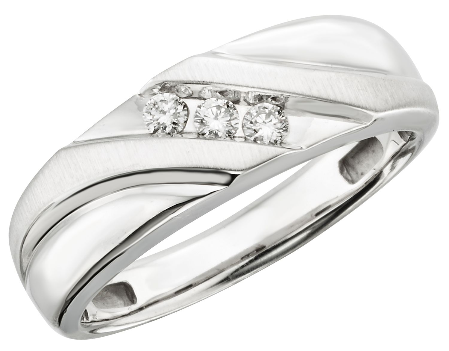 10KT White Gold Three Round Diamond Band