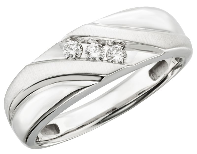 10KT White Gold Three Round Diamond Band