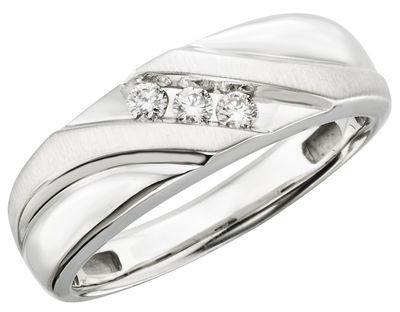 10KT White Gold Three Round Diamond Band