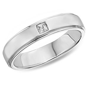 10KT White Gold Princess-Cut Diamond Band