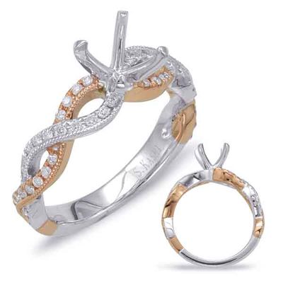 14KT TwoTone Twist Diamond Accent Engagement Ring Semi Mount