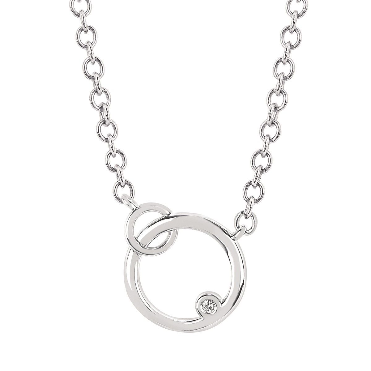 Silver Diamond Accent Dual Circle Necklace