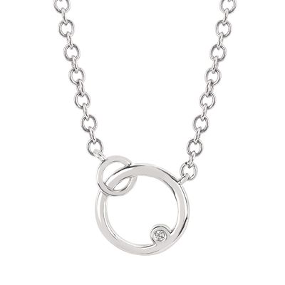 Silver Diamond Accent Dual Circle Necklace