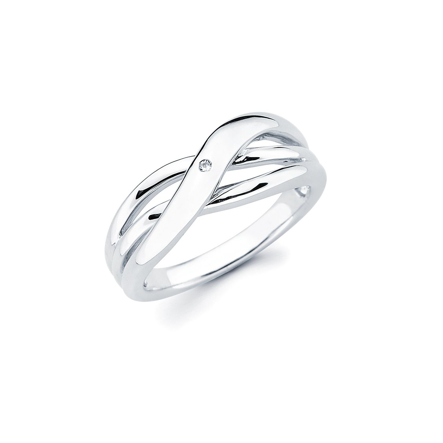 Silver Diamond Accent Crossover Ring
