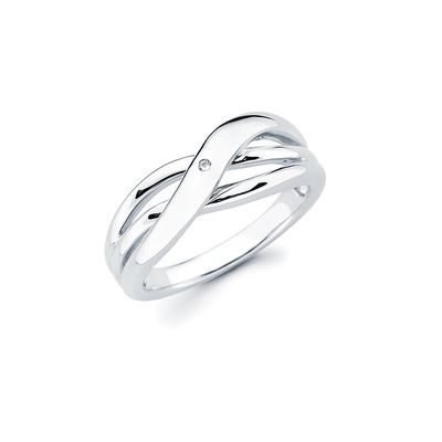 Silver Diamond Accent Crossover Ring