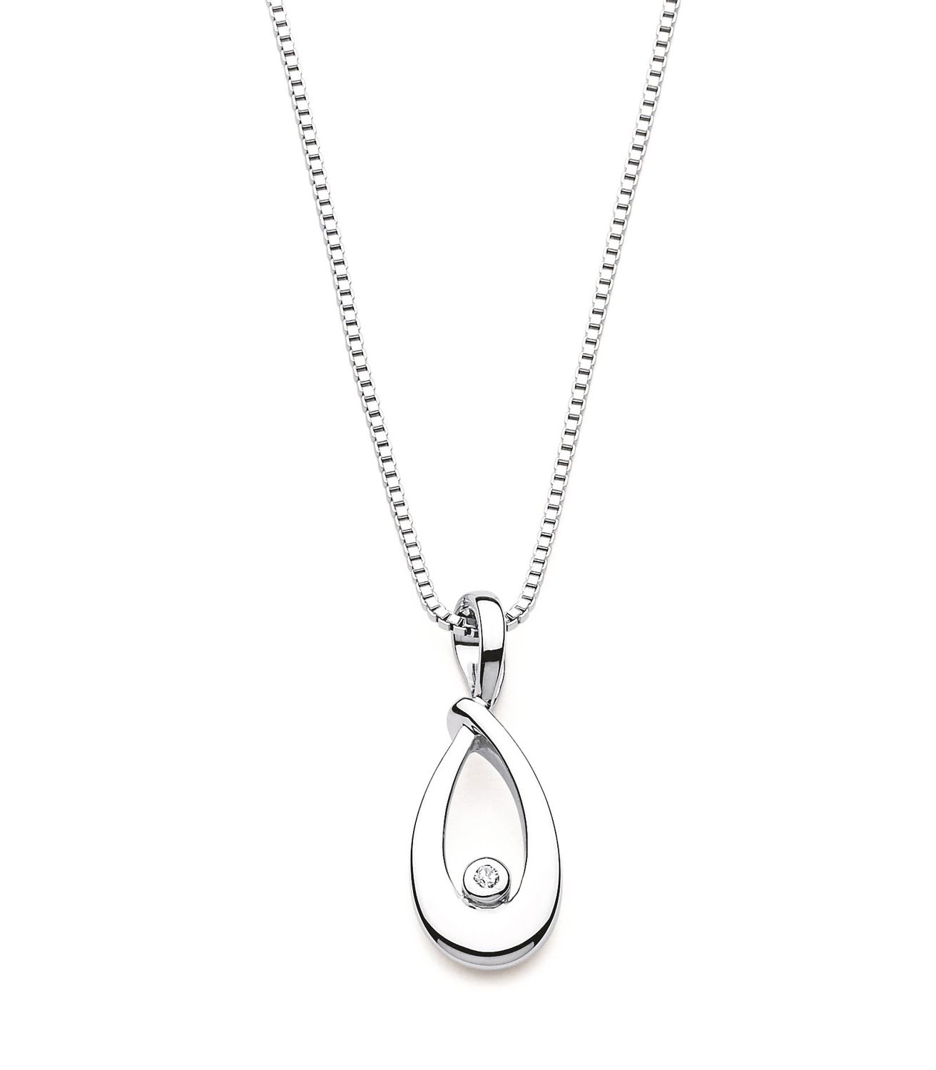 Silver Diamond Accent Teardrop Necklace