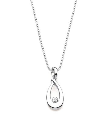 Silver Diamond Accent Teardrop Necklace