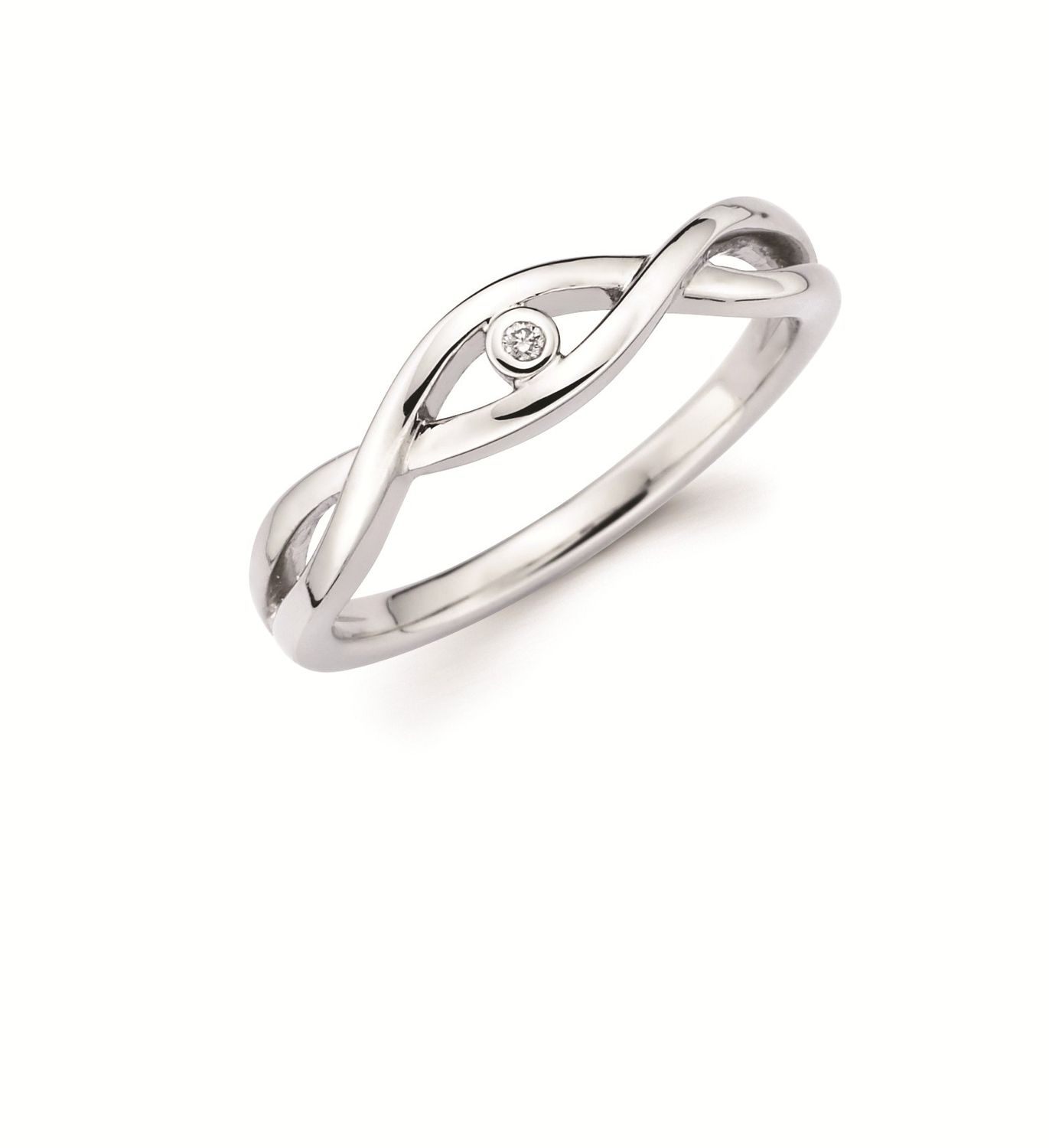 Silver Diamond Accent Woven Ring