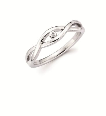 Silver Diamond Accent Woven Ring