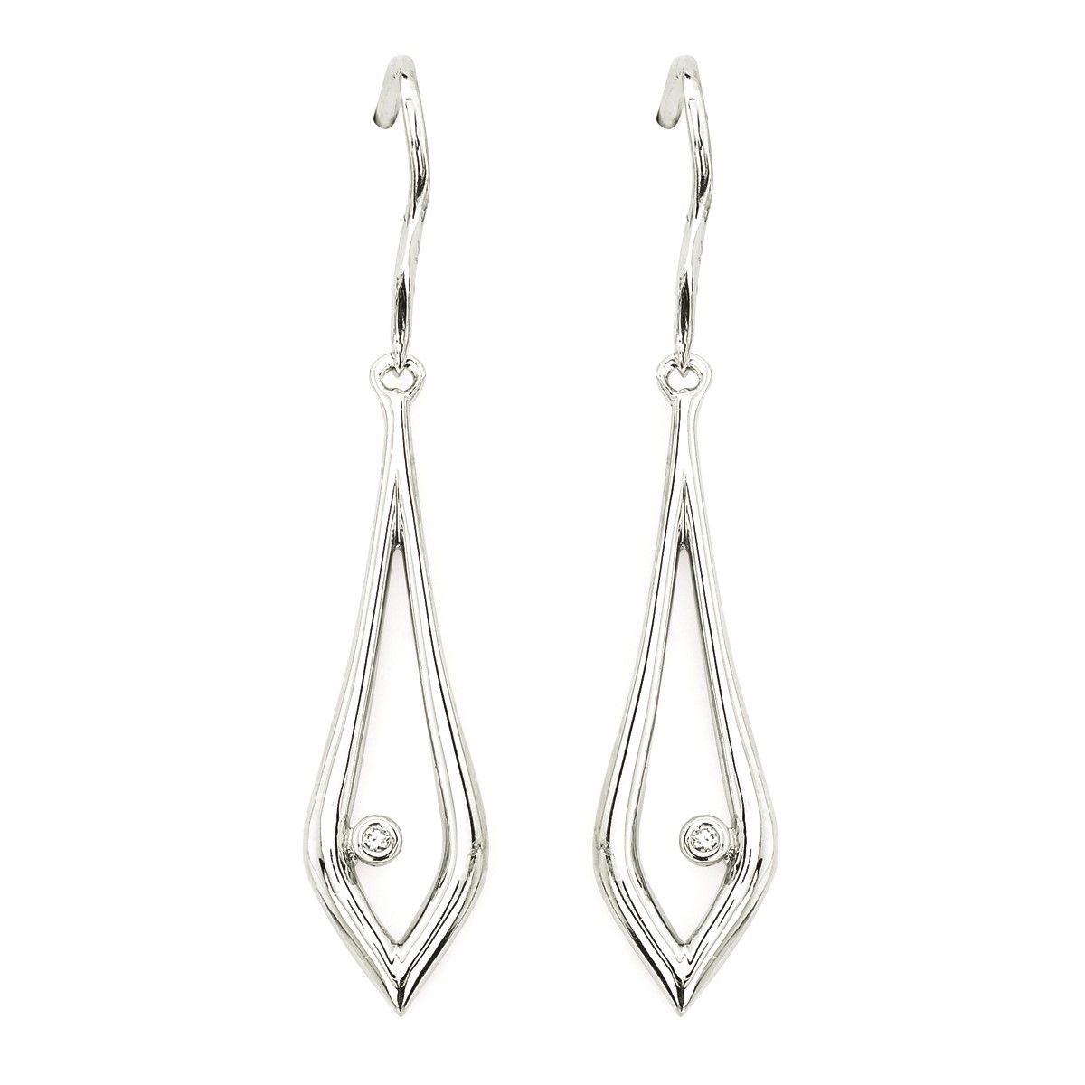 Silver Diamond Accent Teardrop Dangle Earrings