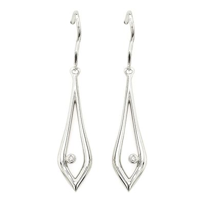 Silver Diamond Accent Teardrop Dangle Earrings