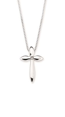Silver Diamond Accent Cross Necklace
