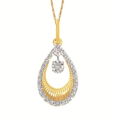 14KT Yellow Gold Diamond Open Teardrop Shimmer Necklace