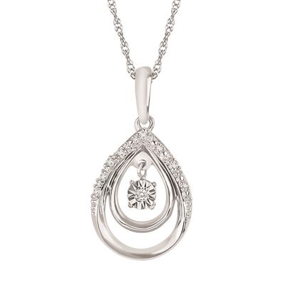 Silver Shimmer Diamond Dual Open Teardrop Necklace