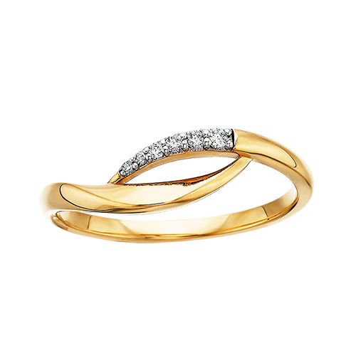 10KT Yellow Gold Diamond Fashion Wave Ring