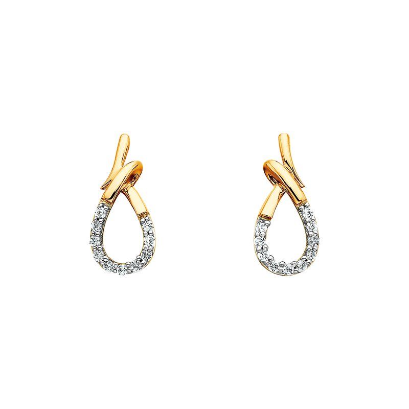 10KT Yellow Gold Diamond Open Teardrop Earrings