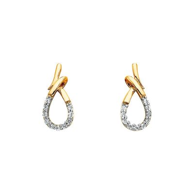 10KT Yellow Gold Diamond Open Teardrop Earrings