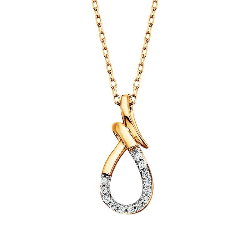 10KT Yellow Gold Diamond Teardrop Necklace